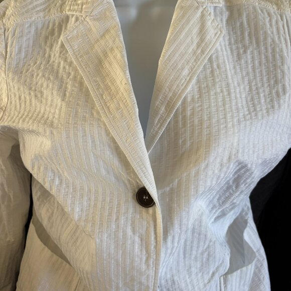 Jil Sander white seersucker suit size Fr 38 (US 6) pants & jacket - Picture 8 of 10